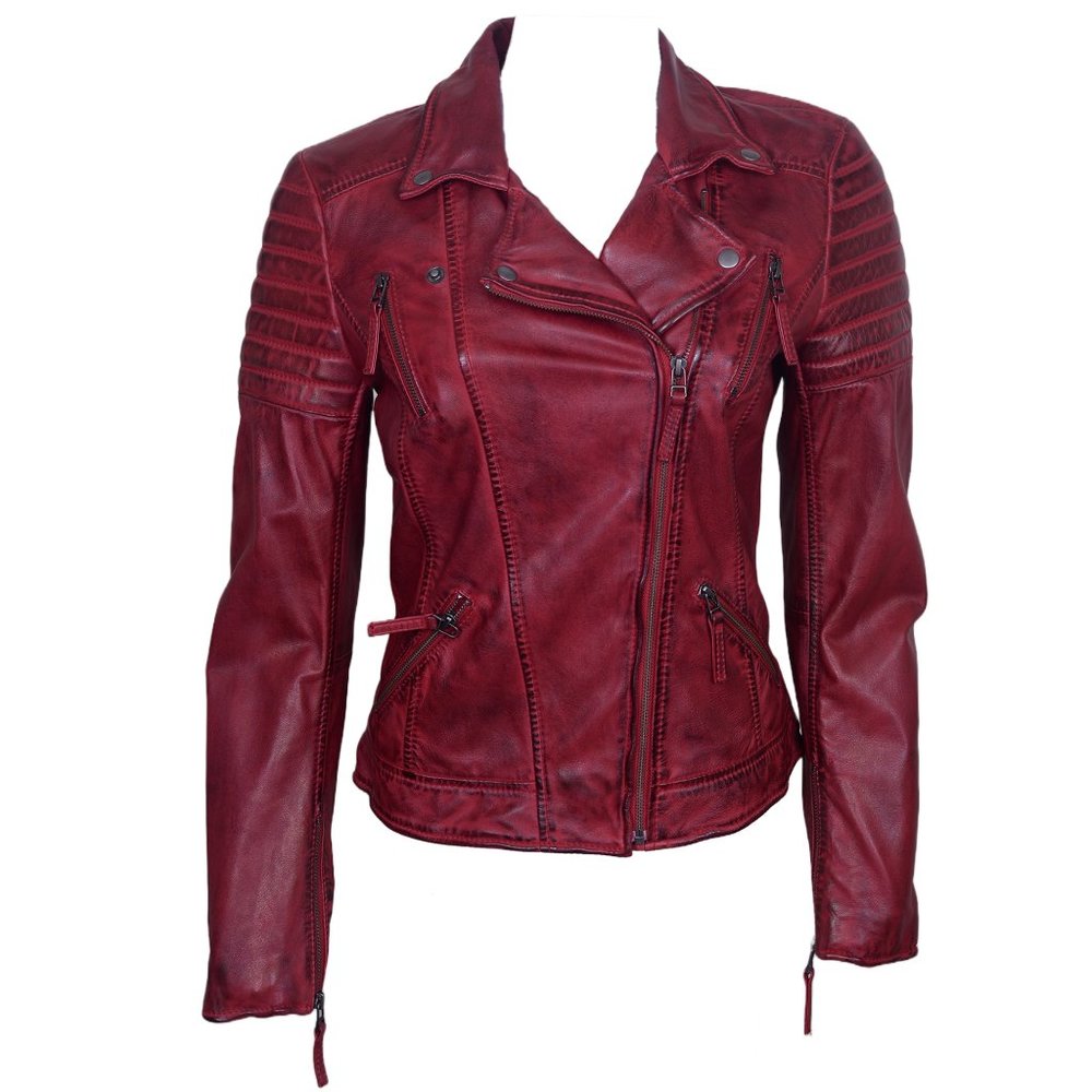 CLASSIC WOMEN’S MOTORCYCLE LEATHER BIKER JACKET WITH ZIP OUT LINING